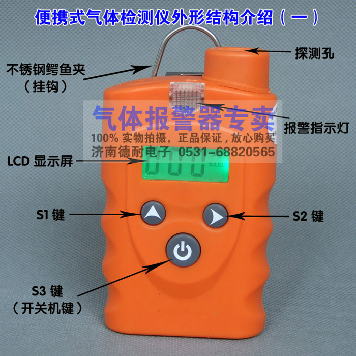 RBBJ型便携式可燃气体检测仪结构 RBBJ型便携式可燃气体检测仪结构